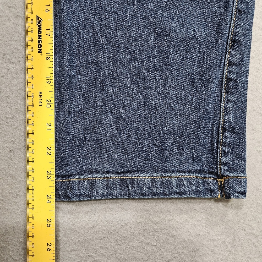 Time & Tru High Waist Paper Bag Jeans Womens 6 Blue Dark Wash w/ Belt Crop Capri - Picture 9 of 11